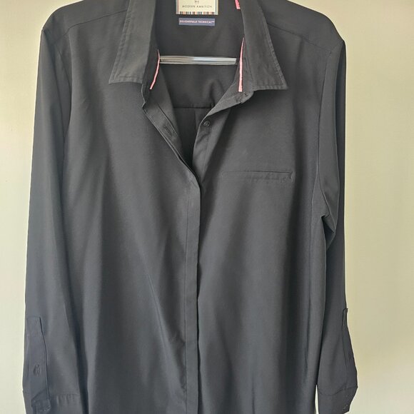 Modern Ambition Black Tuxedo-Style Button-Down Blouse - Picture 7 of 7